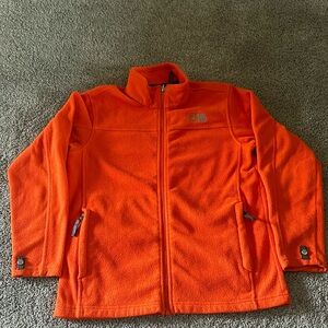 Boys The North Face Zip Up Fleece Size Medium orange 10/12